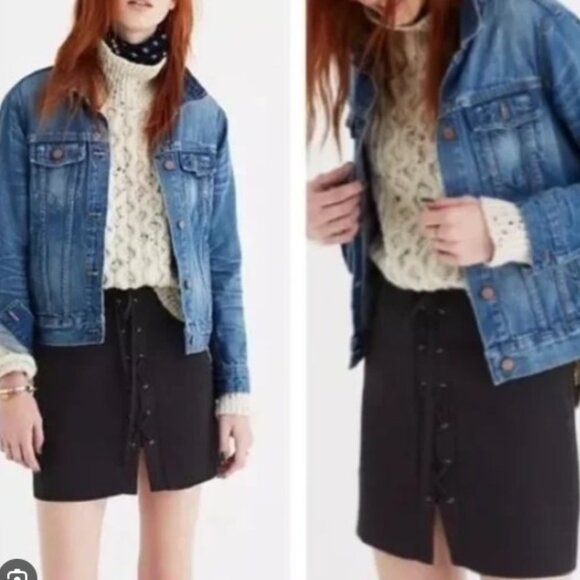 Madewell Black Lace-Up Mini Skirt - Picture 2 of 7